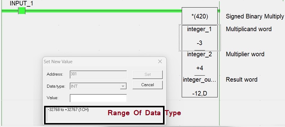 Omron Integer data Type (INT)